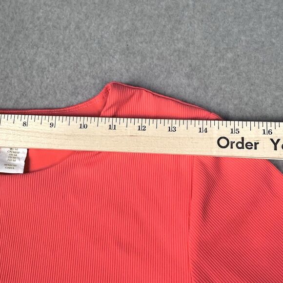 House of Harlow 1960 Bodysuit Womens Medium Coral Ribbed Button Stretch Comfort - Picture 5 of 12